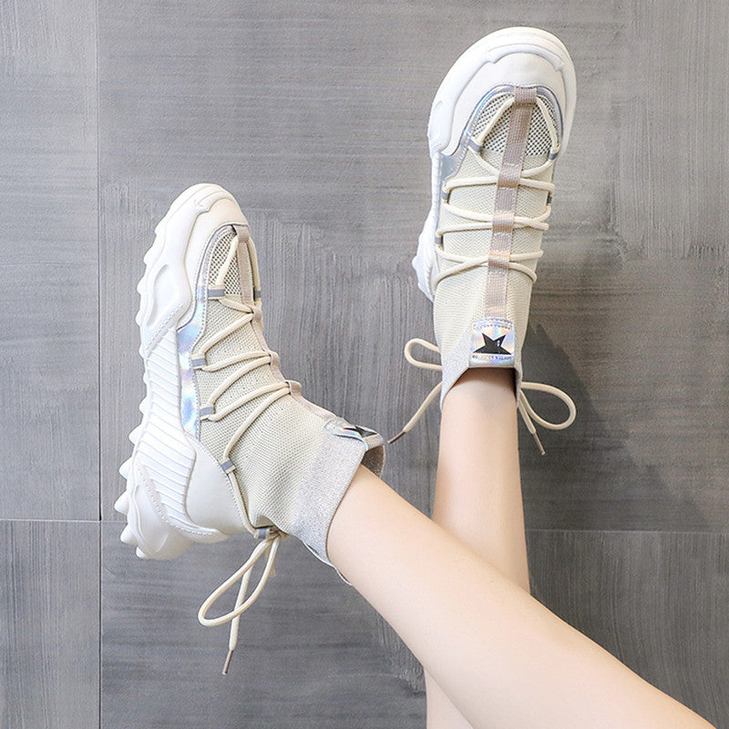 Breathable Sock Boots Flying Woven High-top Platform