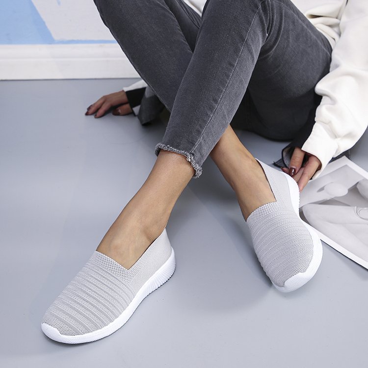 New Trend Korean Fashion Breathable Casual Shoes One Pedal Lazy Shoes Flying Woven Women's Single Shoes Net Shoes