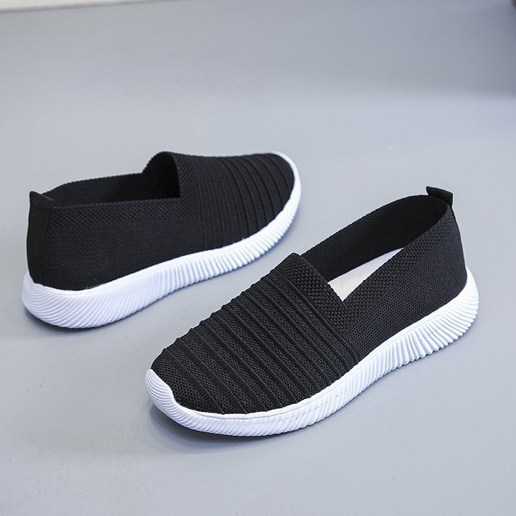 New Trend Korean Fashion Breathable Casual Shoes One Pedal Lazy Shoes Flying Woven Women's Single Shoes Net Shoes