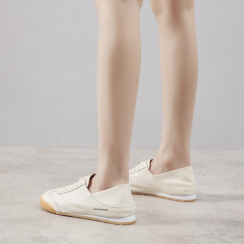 Two Wear Leather Feeling White Super Soft Bottom Comfortable Women'S Spring Shallow Shoes